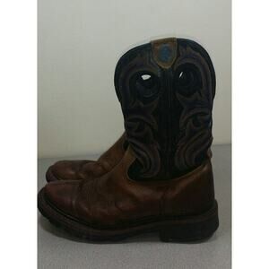 Tony Lama 3R Work Round Toe Dark Brown Black‎ RR3207 Rainbow 8 stitch Size 8D